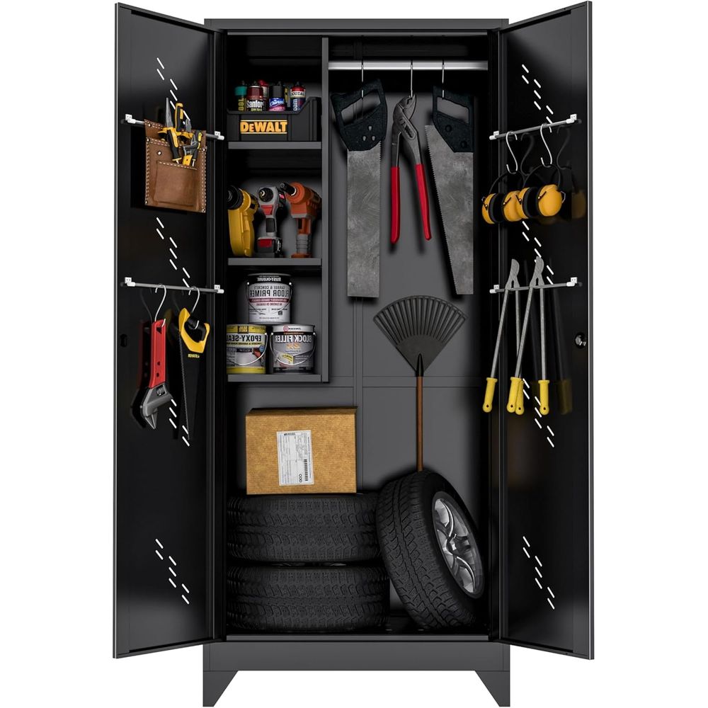 Workshop Cleaning Tools - 75-Inch Heavy-Duty Cleaning Tool Cabinet with